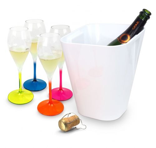CHAMPAGNE PLASTIC SET - Seau & verres à vin mousseux plastiques (5 pcs)