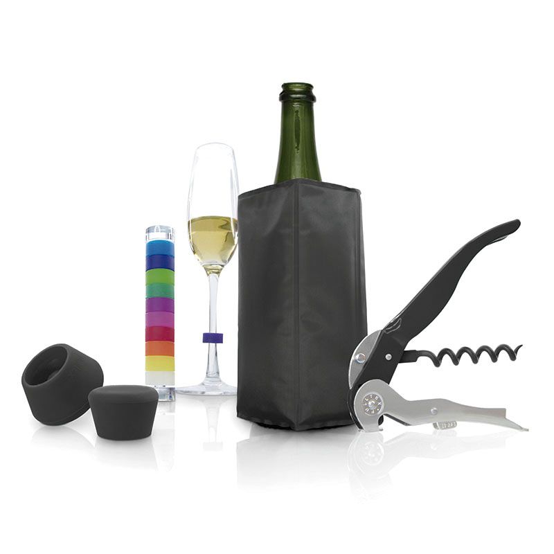 STARTER SET 5 PCS BLACK - Set 5 pièces vin & champagne noir